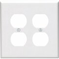 Leviton Mid-Way 2-Gang Smooth Plastic Outlet Wall Plate, White 002-80516-00W